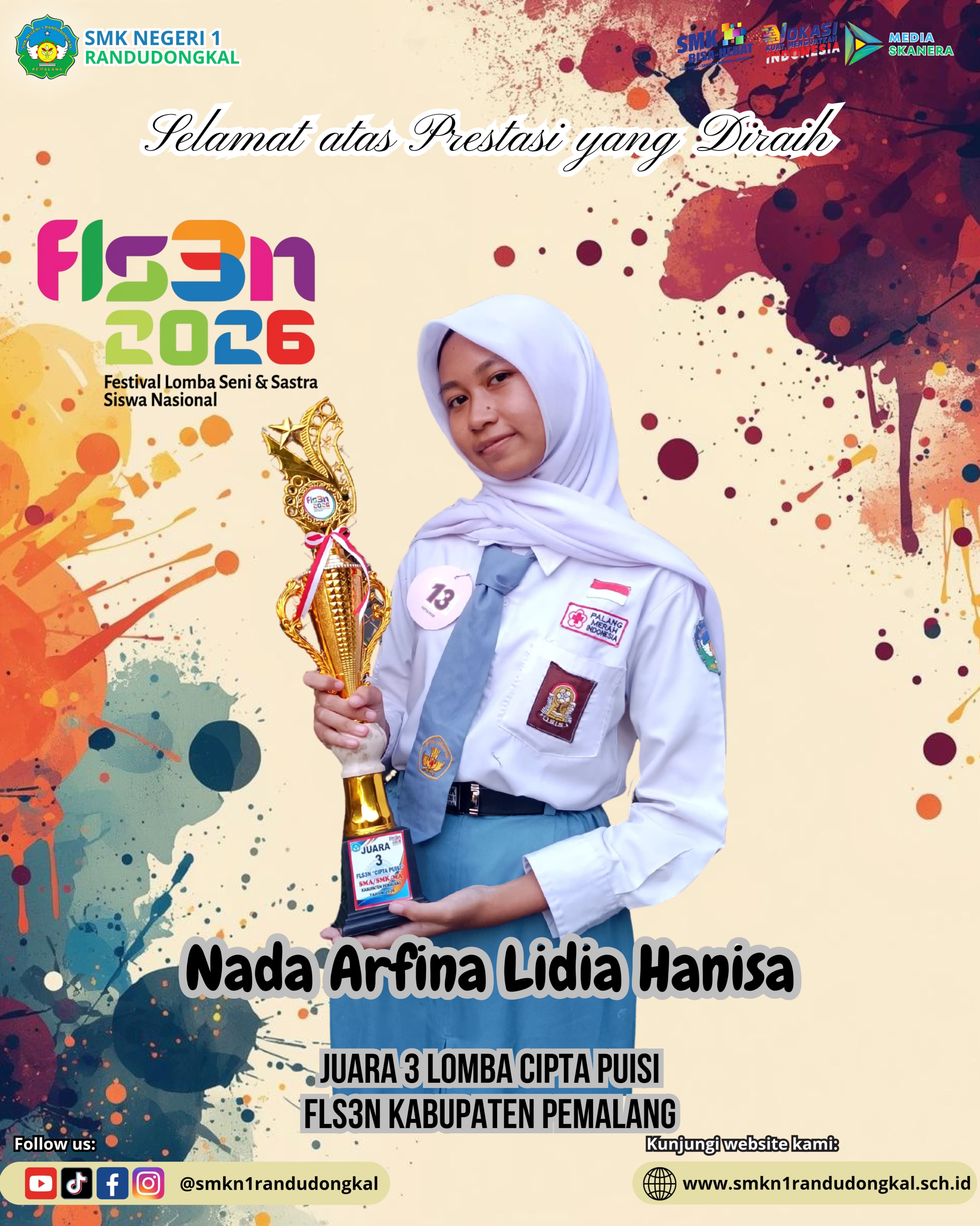 Bangga! SMK Negeri 1 Randudongkal Raih Juara 3 Lomba Cipta Puisi FLS3N 2026