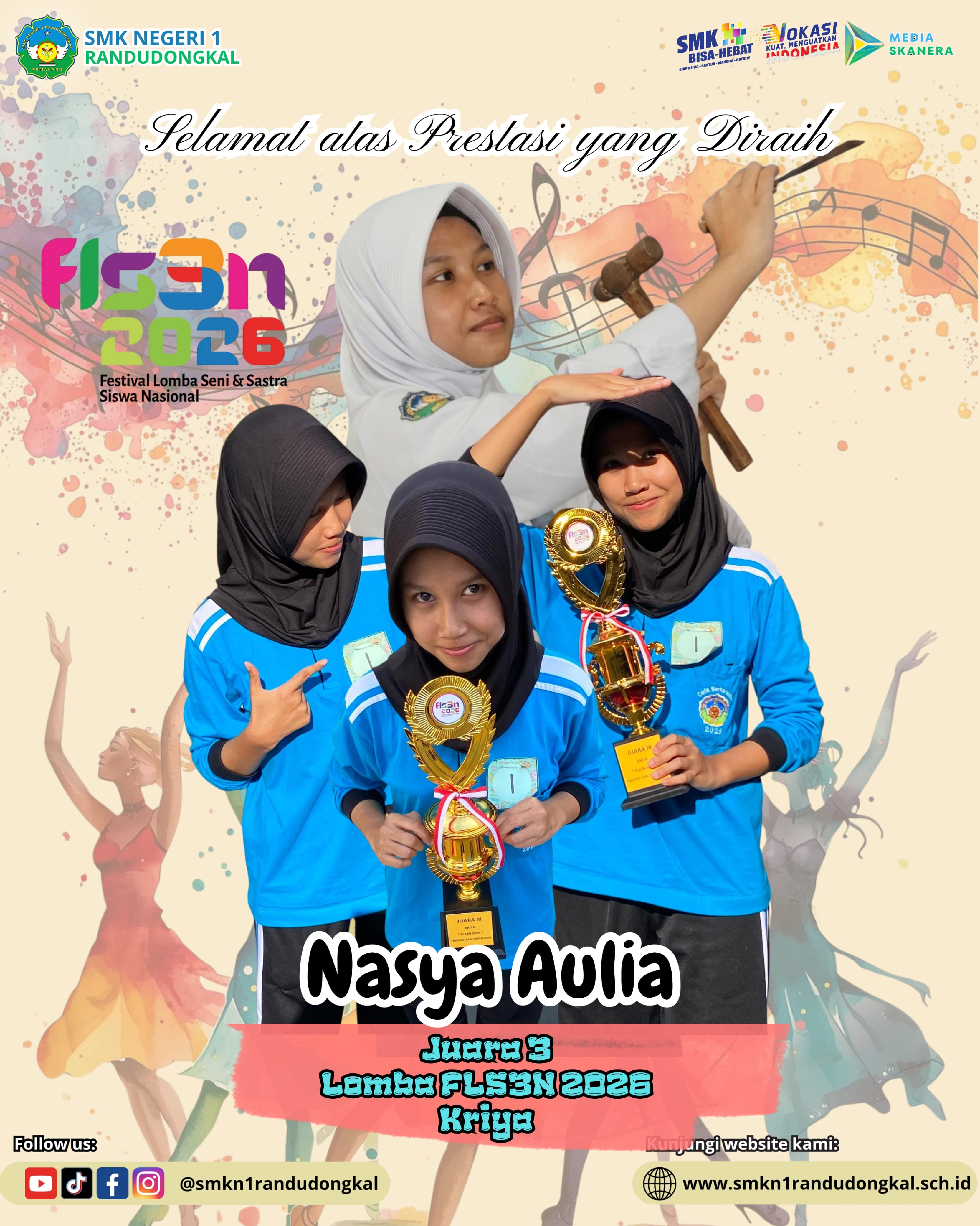 Seni Kriya SMKN 1 Randudongkal Berjaya: Nasya Aulia Raih Juara 3 FLS2N Tingkat Kabupaten