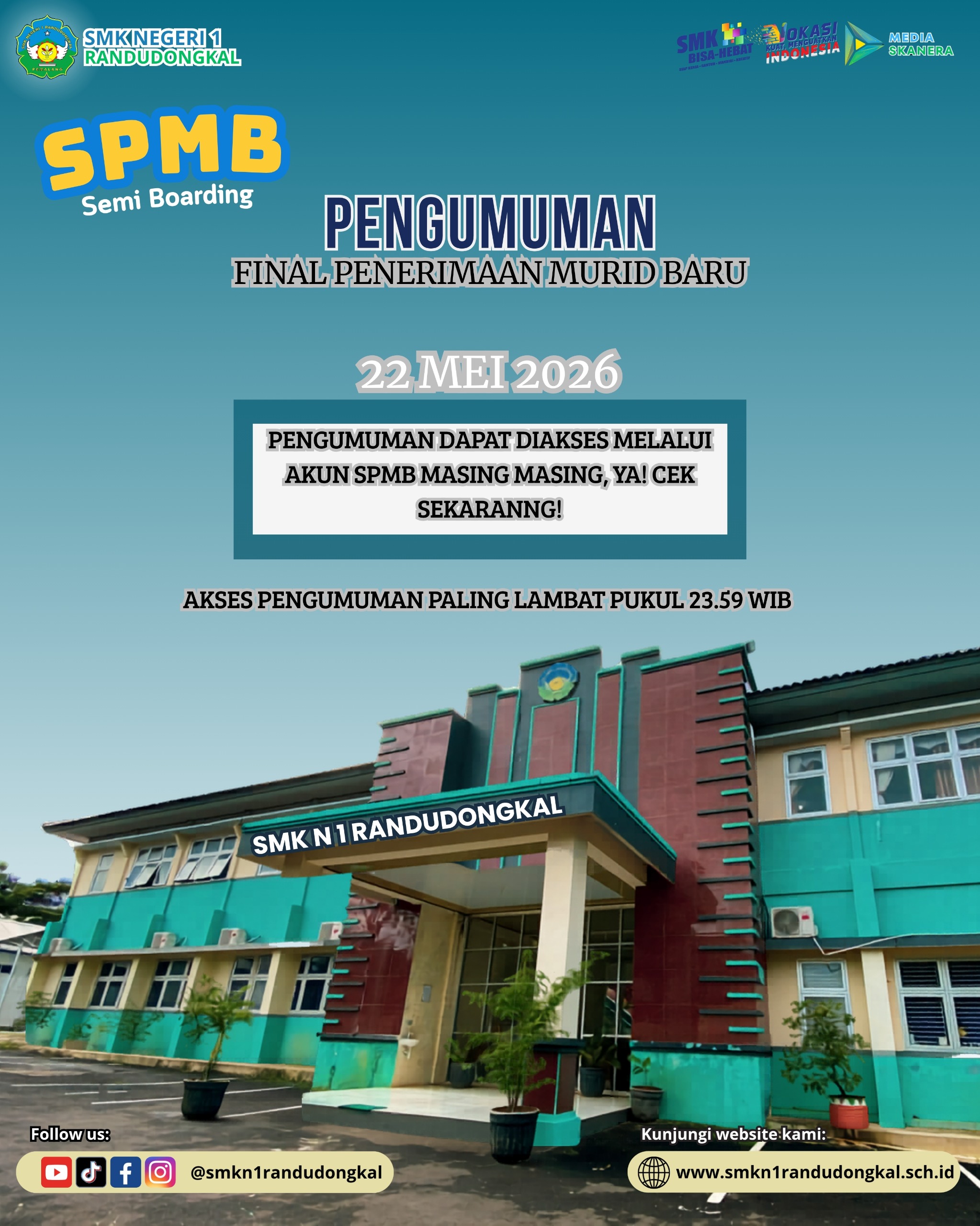 Hasil Seleksi Tahap 2 SPMB Semi-Boarding SMK Negeri 1 Randudongkal Resmi Diumumkan, Cek Nama Anda Sekarang!
