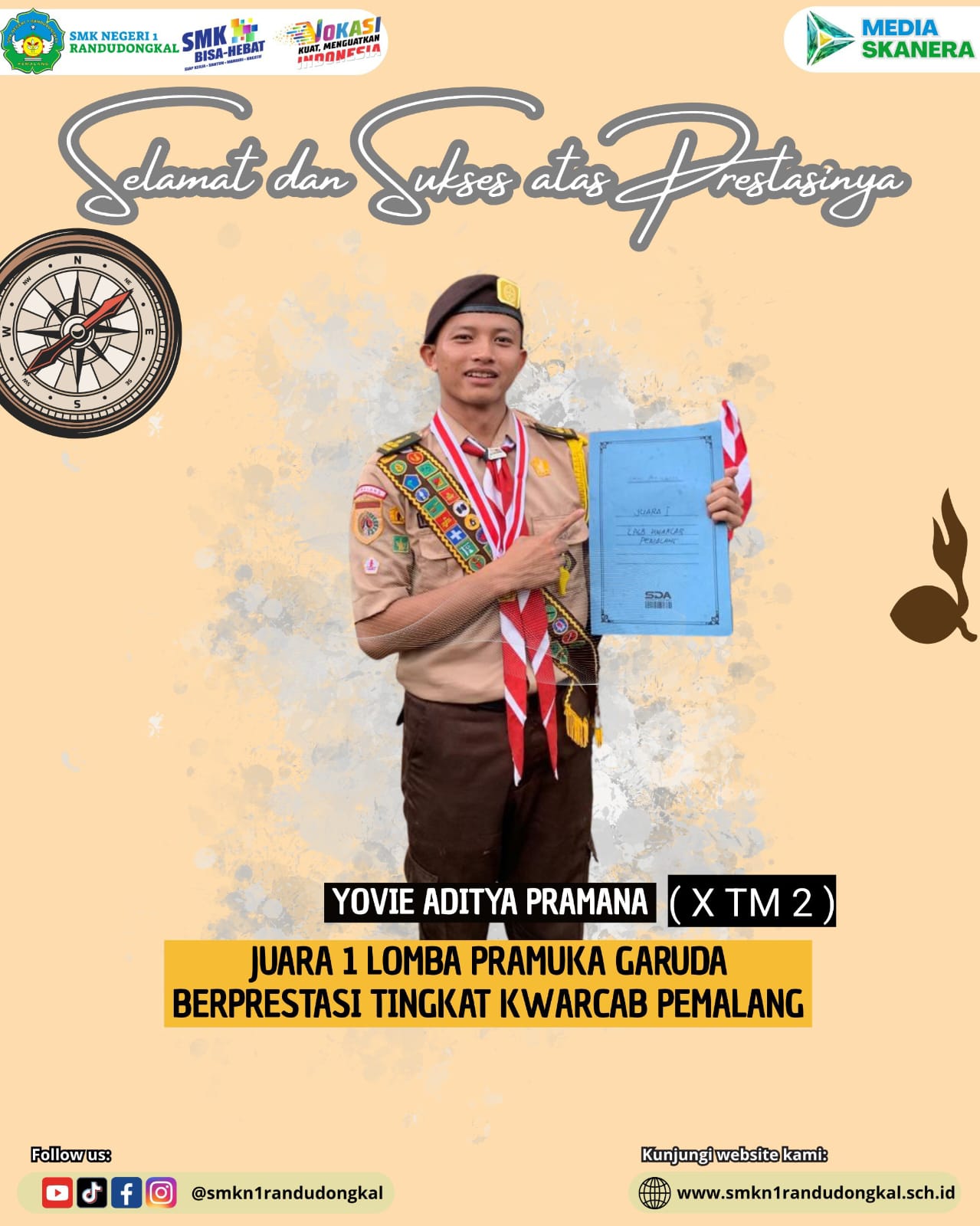 ​Kabar Membanggakan! Yovie Aditya Pramana Raih Juara 1 Pramuka Garuda Berprestasi Tingkat Kwarcab