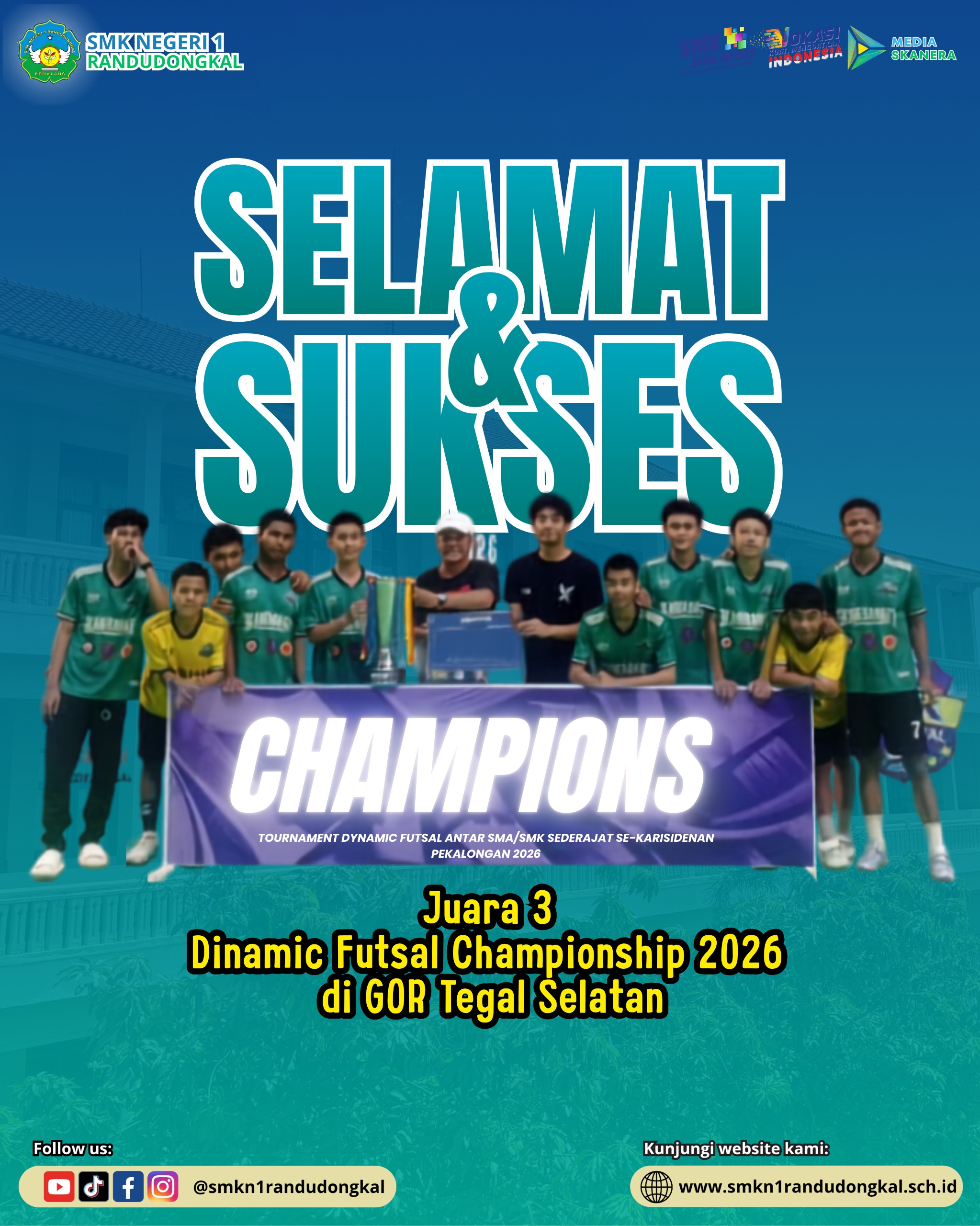 Tim Futsal SMKN 1 Randudongkal Raih Juara 3 di Ajang Dinamic Futsal Championship 2026
