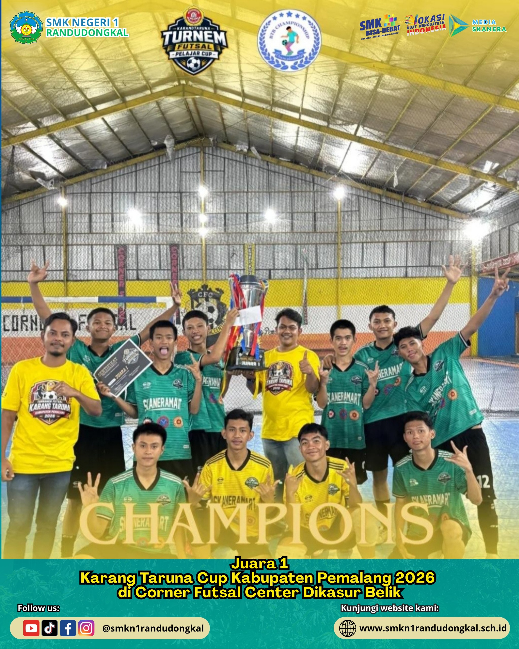 Randudongkal Juara! Tim Futsal SMKN 1 Randudongkal Sabet Juara 1 Karang Taruna Cup Kabupaten Pemalang 2026