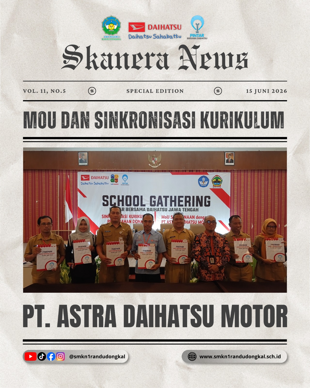 ​Perkuat Link and Match, SMK Negeri 1 Randudongkal Jalin MoU dan Sinkronisasi Kurikulum Bersama PT. Astra Daihatsu Motor