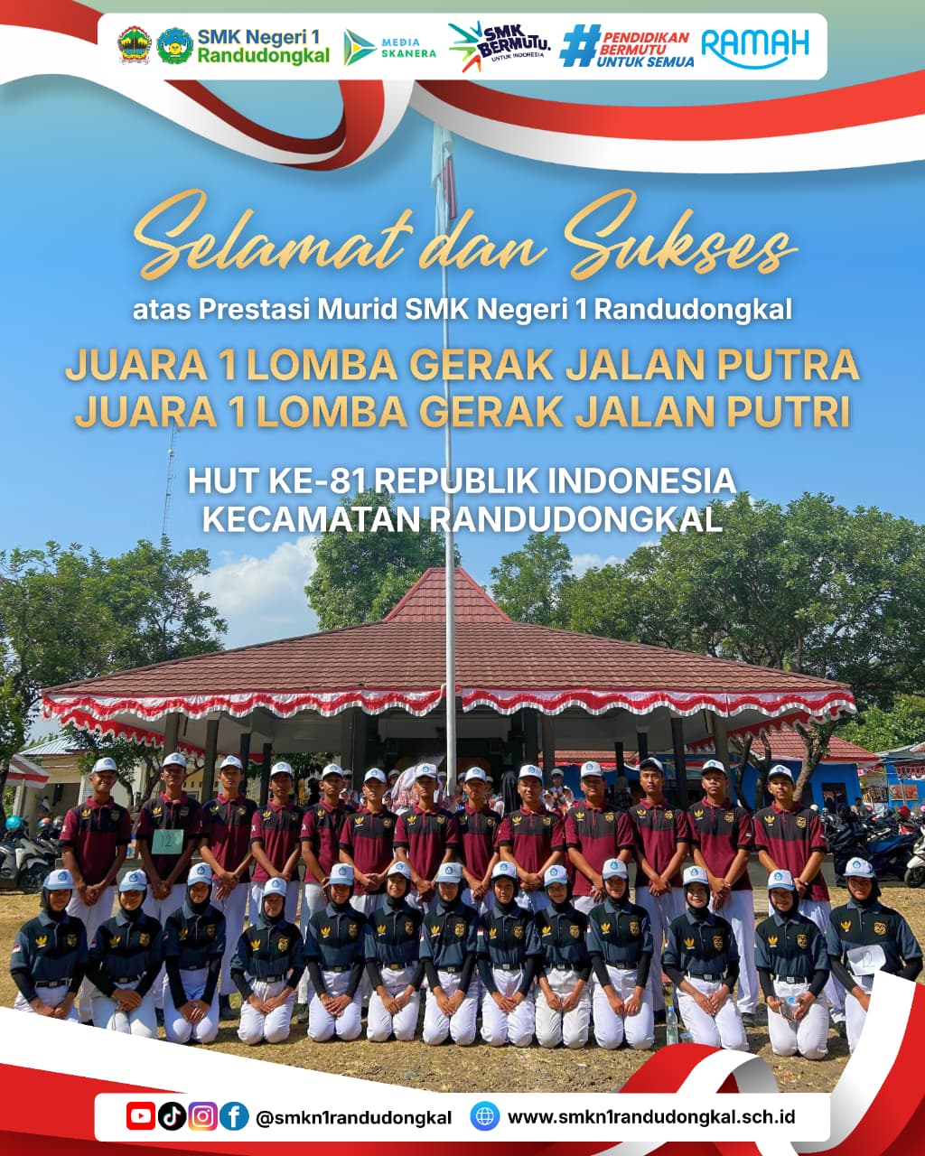 Kawinkan Gelar Juara! SMKN 1 Randudongkal Borong Juara 1 Gerak Jalan Putra dan Putri HUT ke-81 RI Kecamatan Randudongkal