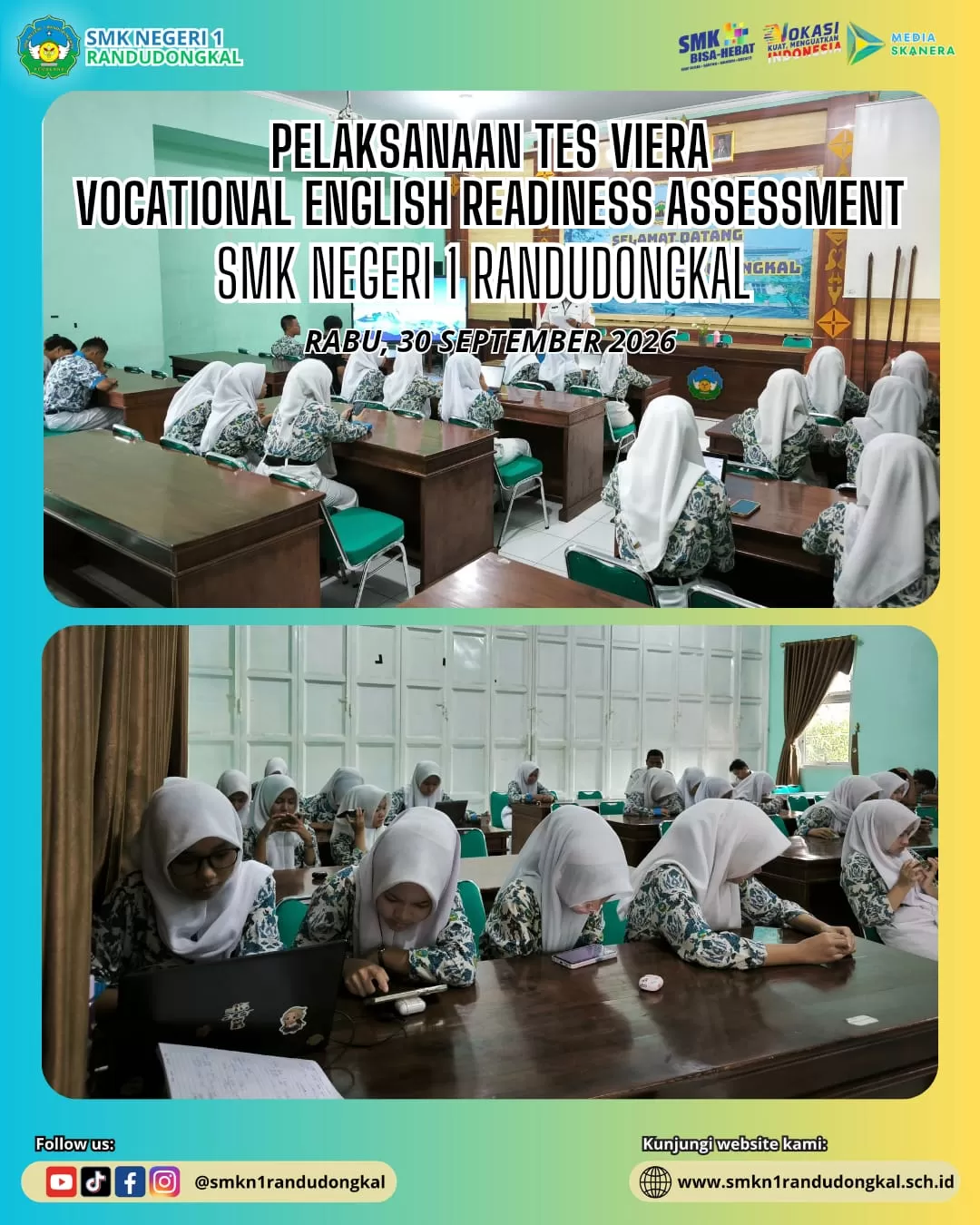 Uji Kesiapan Berbahasa Inggris, Perwakilan Siswa Kelas XII SMKN 1 Randudongkal Ikuti Pelaksanaan Tes VIERA 2026