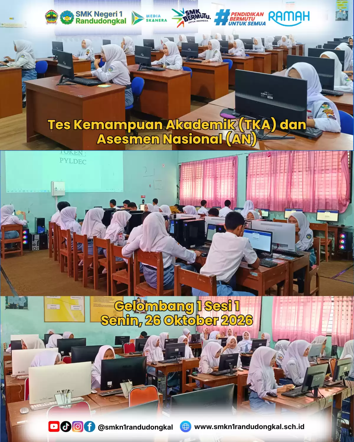 Berjalan Tertib dan Transparan, Pelaksanaan TKA SMKN 1 Randudongkal di 3 Lab Komputer Diawasi Pengawas Silang serta Pengawasan Online via Zoom